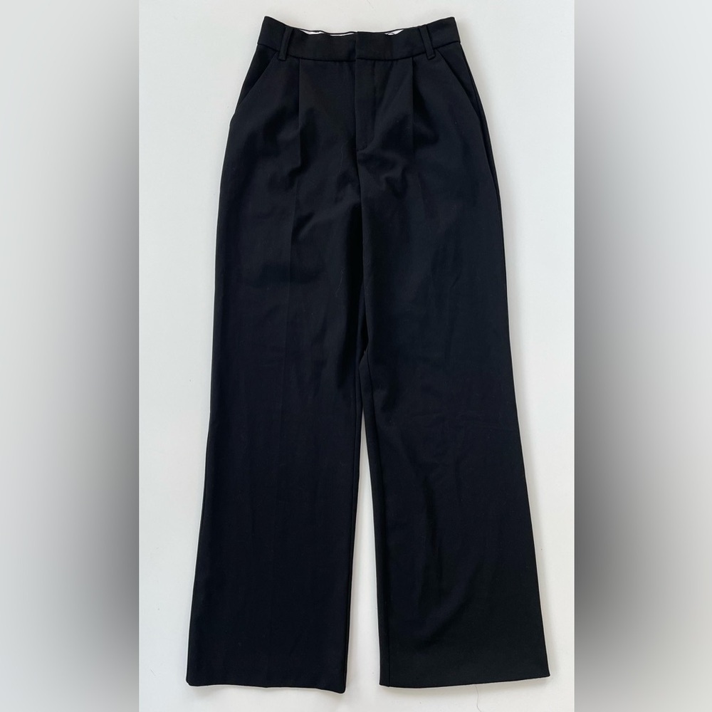 ZARA Women's Black High Waisted Straight Leg Pleated Dress Trouser Pants Size XS